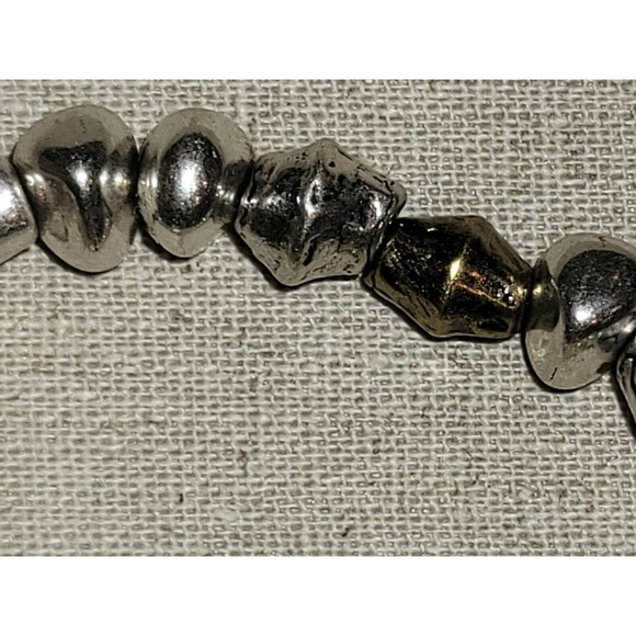 Chico's Gold & Silver Tone Faux Ancient Coin Charm Beaded Stretch Bracelet - Picture 5 of 5